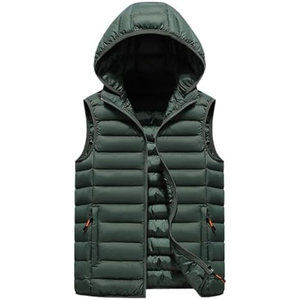 Chaleco de Invierno Personalizado para Hombre, Chaqueta Varsity con Cuello Alto de Lona, Logotipo Frontal, Informal, Ligero, Color Sólido, Sin Mangas - Product Image 1