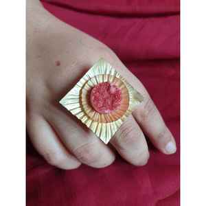 แหวนวินเทจปรับขนาดได้ชุดอัญมณีทรงวงรี18K ชุบทองไม่เหมือนใครฝังเพชรที่มีสไตล์ - Product Image 2