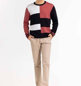 Pull pour hommes col rond 100% coton couleur unie pull automne et hiver pull décontracté à manches longues - Product Image 3