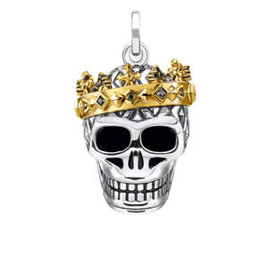 Pendentif Crâne Couronné avec Incrustation de Diamants et Perles, Personnalisable, 25mm, Bijou Religieux Plaqué, Sertissage Clos, Charmes Élégants pour Cadeau - Product Image 2