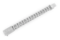 Bracelet Miami Cuban Link en Or Massif 10K avec Diamants de Laboratoire Taille Baguette, Style Hip Hop Rapper, Design Tendance Glacé, pour Homme, Idéal Soirée