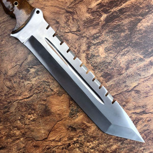 มีดโบวี่ล่าสัตว์ทำมือ Arwin ใหม่ ทำจากสแตนเลส ด้ามไม้ ปลอกหนัง รับผลิตตามแบบ (OEM) ใบมีดปลายแหลมแบบมีฟันเลื่อย - Product Image 3