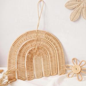 Décoration murale en rotin naturel tissé à la main, arc-en-ciel, décoration de chambre d'enfant, décoration de la maison, provenant du fabricant - Product Image 5