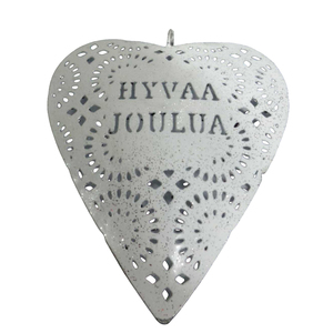 Árbol de Navidad, decoración con acabado blanco, corazón colgante de pared de hierro, adorno decorativo de Navidad en forma de corazón - Product Image 1