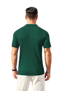 เสื้อกอล์ฟผู้ชายคุณภาพสูง แบบสั่งทำพิเศษ ผ้าถักพิมพ์ลาย ซิป แขนสั้น ระบายอากาศ คอปกปักลาย ป้องกันรอยยับ สไตล์ลำลอง - Product Image 4