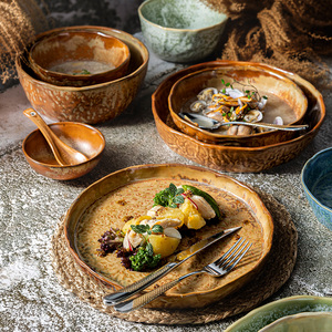 Assiettes de restaurant en porcelaine verte de luxe style européen en vrac Finos belle glaçure couleur plat rond Lamian <span class=keywords><strong>Risotto</strong></span> - Product Image 3