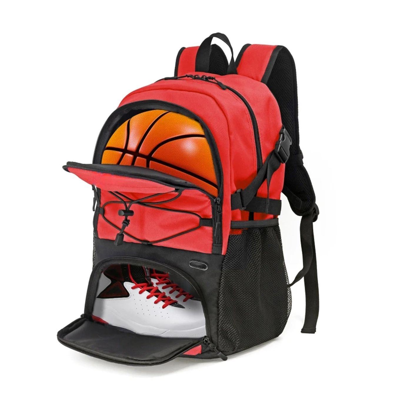 Multi-Functional Basketball Backpack with Portable Mesh Pocket and