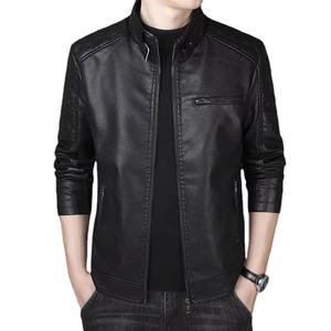 Veste en cuir varsity pour homme, nouvelle, fermeture éclair, col montant, logo frontal, coupe slim, coupe-vent et respirante, veste décontractée - Product Image 2