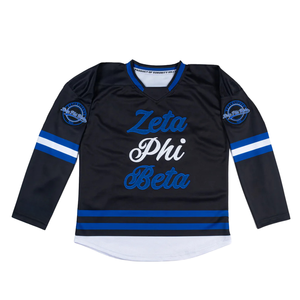 Maillot de hockey vintage Zeta noir pour femmes, maillot athlétique à manches longues inspiré de la sororité grecque Zeta Phi Beta - Product Image 1