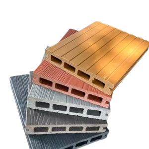 Planches de terrasse WPC de haute qualité pour l'extérieur, résistantes à l'eau, anti-décoloration, anti-corrosion, avec des options de couleurs modernes en teck rouge, noir, gris et café - Product Image 1