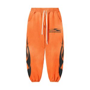 Ropa de calle, conjuntos de dos piezas ajustados de gran tamaño personalizados, Sudadera con capucha de Color naranja y pantalones, chándales de Fitness personalizados para hombres - Product Image 3