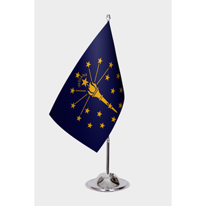 Drapeaux de bureau personnalisables de l'Indiana, style fanion avec impression numérique, mât en aluminium, en polyester et tissu - Product Image 1