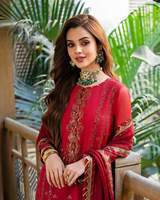 Collection de vêtements pour femmes indiens et pakistanais, Punjabi Dhoti et Salwar Kameez en soie anti-rides, pour mariage et fêtes, 6008