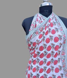 Sarong de algodón 100% ecológico, conjunto de una pieza con estampado floral de bloque de mano indio - Product Image 3