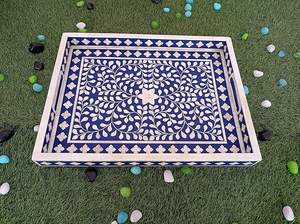 Plateau de service en incrustation d'os fait à la main pour la décoration intérieure de luxe Plateau de service en incrustation d'os décoratif fait à la main - Product Image 5