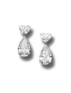 Pendientes Colgantes de Oro Blanco de 18K con Corte de Pera y Corazón para Mujer, Diamante de Laboratorio con Certificado IGI, Joyería de Estilo Clásico para Uso Diario - Product Image 1