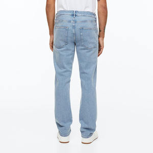 กางเกงยีนส์ขายาวตรงเอวสูงระบายอากาศได้ดีสำหรับผู้ชายผ้าฝ้าย100% ออกแบบได้ตามต้องการสำหรับฤดูใบไม้ผลิและฤดูร้อนสไตล์สตรีทแวร์สีพื้น - Product Image 4