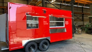 Haute demande d'occasion en acier inoxydable et fibre de verre Mini camions de restauration rapide Pizza Ice Cream Van Trailer à vendre - Product Image 2