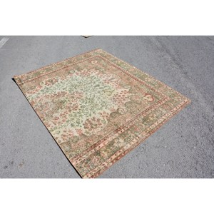 Alfombra turca Vintage clásica Beige verde 9,4X5,7 pies área grande Patchwork rectángulo diseño lana algas marinas para dormitorio látex - Product Image 3