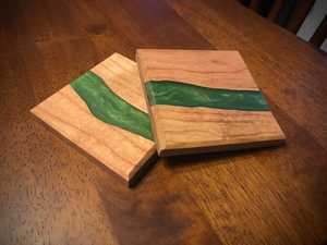 ถาดรองแก้วทำจากไม้ทำจากเรซินพร้อมชุดอุปกรณ์เสริมบนโต๊ะ - Product Image 3