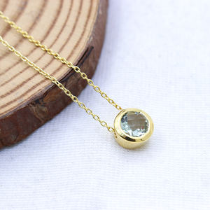 925 Sterling <b>Silver</b> Gold Plated Pendant <b>Necklace</b> Natural Shaped Green Amethyst Gemstone Bezel Set Perfect Wedding Gift for Women - Product Image 6