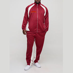 Chándal de invierno OEM/ODM para hombre, conjunto de 2 piezas con hombros caídos, ajuste regular, bloque de Color impreso, logotipo bordado personalizado, ropa de calle a la cadera - Product Image 1