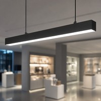 Luminaire suspendu linéaire LED en aluminium de 1200 mm pour salle d'exposition, 6000K, dimmable, pour plafond de hall d'exposition