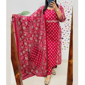 Standard Quality Women Office and Party Wear Cotton <b>Kurti</b> With Matching Dupatta Available at Best Prices from India - Product Image 1