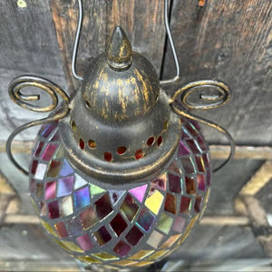 Home Decorative Glass Round <b>Votive</b> Light & Dark Brown Mosaic Color <b>Candle</b> Jar for Wedding & Table Top Decoration - Product Image 1