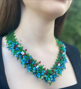 Trendy Ukrainian <b>Beaded</b> <b>Necklace</b> Handmade, Ukrainian Jewelry <b>Necklace</b>, Fringe <b>Beaded</b> Bandana - Product Image 1
