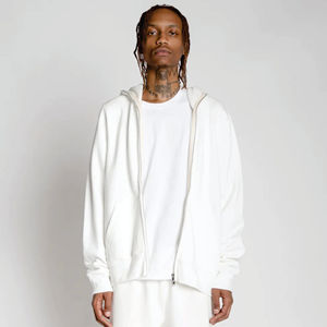 Logo personnalisé Vente en gros Full Face Zip Up Blouson avec strass vierge pour hommes Pull-over Manteau Sweat à capuche zippé pour hommes avec fermeture éclair - Product Image 4