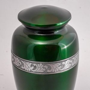 Urna de cremación de Metal de aluminio verde clásico para adultos estilo americano para recuerdo de entierro funerario conmemorativo para cenizas de mascotas humanas - Product Image 3