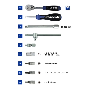 OEM 31pcs 1/4 \ "Dr. 72T Ratchet and Bit Socket Set avec Hand-Power Spinner Handle - Product Image 5