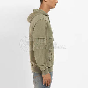 เสื้อฮู้ดผู้ชายผ้าฝ้ายผสมกรดเสื้อมีฮู้ดสำหรับฟิตเนสยิมและกีฬาแฟชั่นผู้ชายซักกรดแบบพรีเมียม - Product Image 4