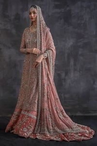 DESIGNER--EMBROIDERY on BRIDAL LONG KURTA, LEHENGA WITH <b>DUPATTA</b> DRESS Embellished WITH CRYSTAL GLASS BEADS,STONE,DABKA Work@2023 - Product Image 2