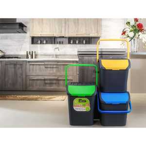 Cubo de Reciclaje de Plástico Ecoplast de 35L para Gestión de Residuos, Multicolor (Amarillo/Verde/Azul), Uso Interior/Exterior, Hecho en Italia - Product Image 2