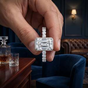 Radiant Marquise Rectangular Luxury Statement <b>Ring</b> Elongated Center Lab Created Zircon Accented Band Rhodium Plated Silver Tone - Product Image 6