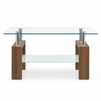 Table basse moderne et durable avec plateau en verre trempé et structure en acier inoxydable pour le salon, meubles de luxe élégants