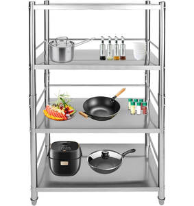 Étagères de rangement de cuisine robustes à 4 niveaux soudées en fil de fer enduit de plastique Supports d'affichage à bas tarif Vente directe d'usine - Product Image 1