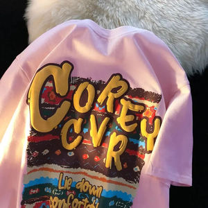 เสื้อยืดผ้าฝ้าย100% สำหรับผู้ชายเสื้อยืดถักลาย3D พื้นสำหรับพิมพ์พัฟแบรนด์แฟชั่นออกแบบได้ตามต้องการ - Product Image 2