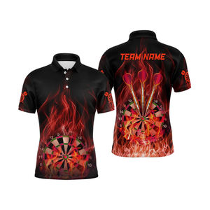 Diseñe sus propias camisas Diseño personalizado Camisetas Polo de Jersey de dardos de alta calidad con bolsillo Impresión de logotipo personalizado - Product Image 2