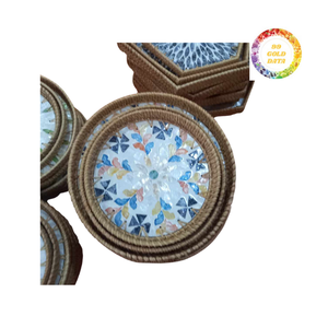 Bandeja de cesta de almacenamiento de mimbre natural tejida a mano con asas Casa de campo rústica decorativa - Product Image 6