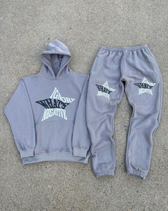 Conjunto de chándal de hermandad griega personalizado, Sudadera con capucha para mujer y joggers, traje gris con cremallera, ropa de calle de moda informal al por mayor - Product Image 6