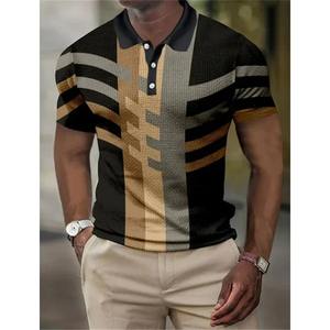 3D Print <b>Geometric</b> Cuffed Polo <b>Shirt</b> For Men Colorful Pattern T-<b>Shirt</b> Summer Casual Tops Loose Short Sleeve Tee Streetwear - Product Image 3