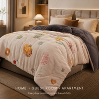 Couette Réversible en Peluche, Vente en Gros Usine, OEM ODM, Imprimée sur Mesure, Épaisse, Rembourrée en Polyester, Douce et Chaude pour Hôtels et Domicile