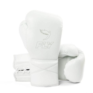 Guantes de Boxeo de Piel de Primera Calidad, Color Blanco, con Cierre de Velcro y Logotipo Personalizado, con Cordones, para Muay Thai y Combate Callejero - Product Image 1