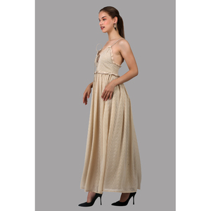 Robe Maxi ornée à la main de luxe avec beau tissu en mousseline de soie corsage en dentelle pour femme robe de soirée à vendre à l'exportation - Product Image 3