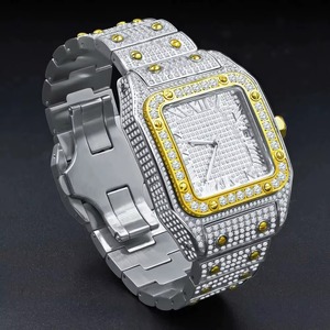 นาฬิกาเพชรหรูหราทันสมัย ประดับเพชรเต็มหน้าปัด พร้อมหน้าปัดสีทอง เหมาะสำหรับใส่ทำงานและกิจกรรมกลางคืน มีจำหน่ายในราคาส่งออก - Product Image 3