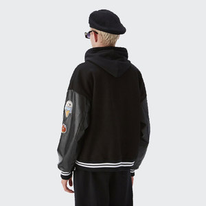 Custom <b>Men's</b> Classic Baseball Style Winter <b>Jacket</b> Long Sleeves High Quality Letterman Varsity <b>Jacket</b> Plus Size Sheep Fur Button - Product Image 4