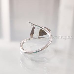 Joyería de piedra cruda, anillo para mujer, piedra preciosa de labradorita en bruto Natural, anillo de banda cruzada, joyería, anillo de Plata de Ley 925 - Product Image 5